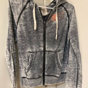 ROXY full zip lightweight gray hoodie